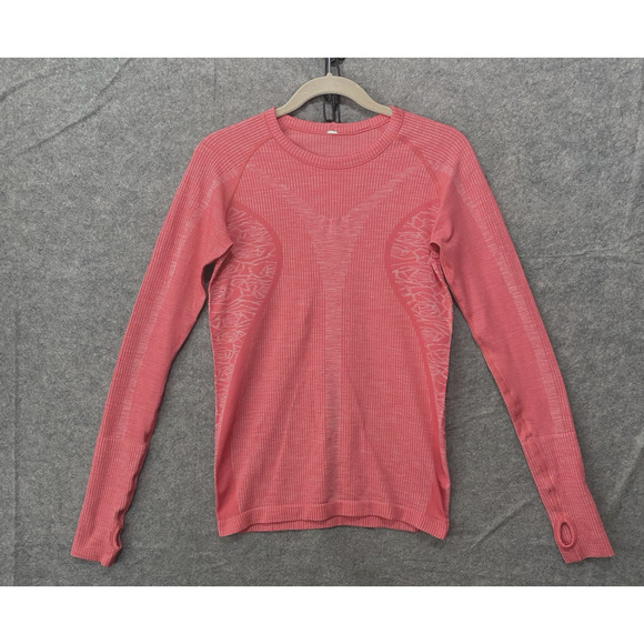 Lululemon Rest Less Pullover Top Women‎ Sz XS / S Pink Thumb Holes Lightweight - Picture 1 of 5